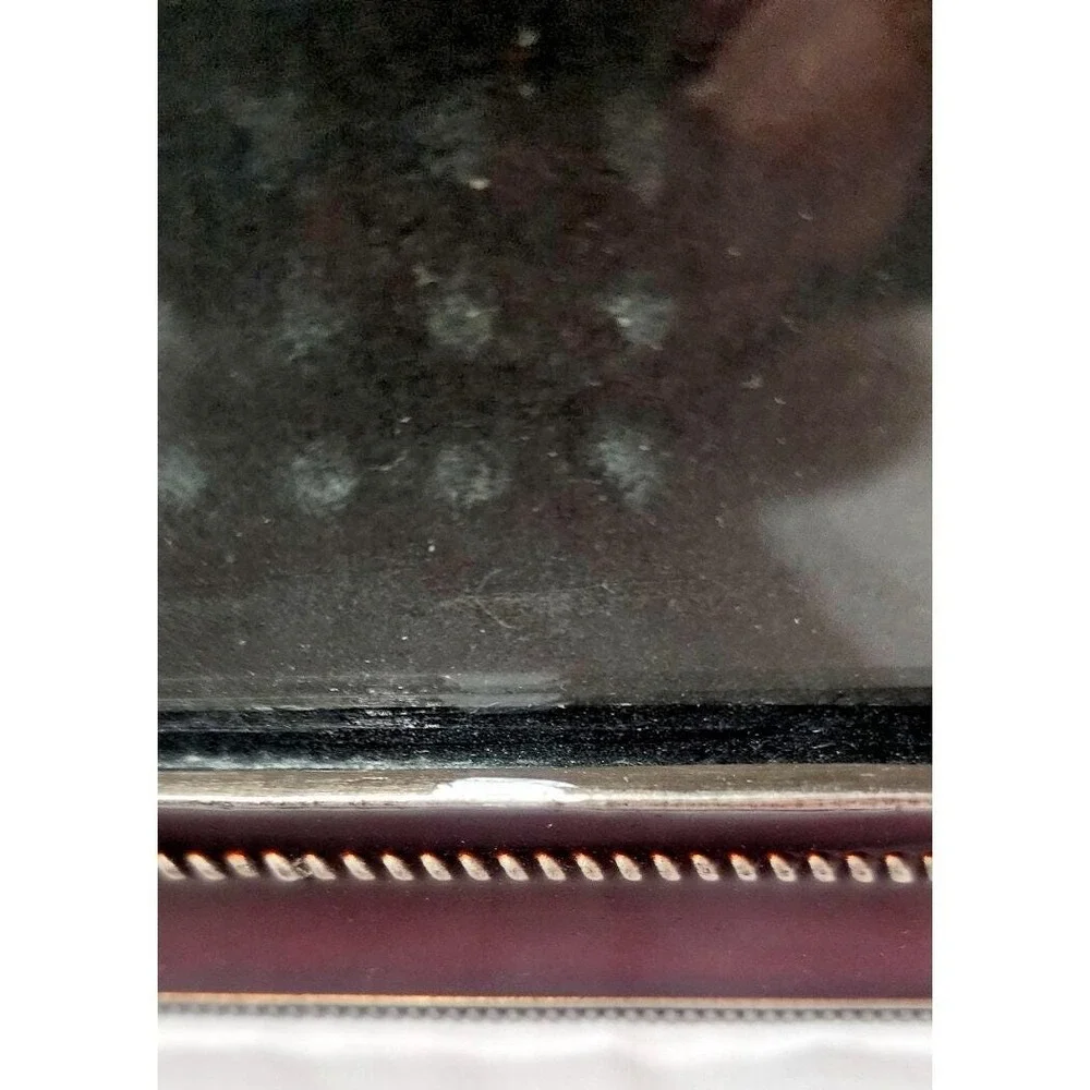 Vintage Ornate Burgundy Enamel Silver Tone Filigree Rhinestone 4x6 Picture Frame